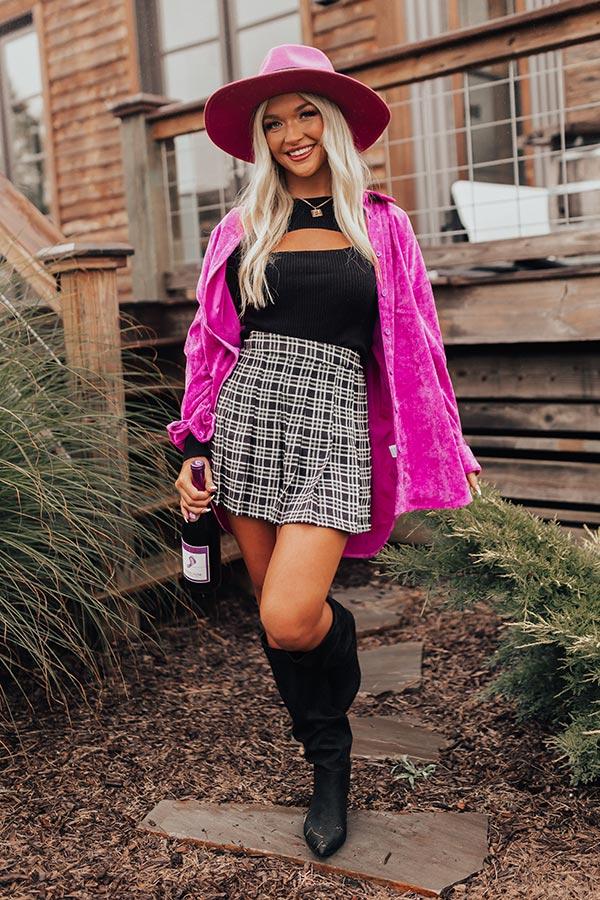 Impressions Lean Into Me Plaid Skirt In Black