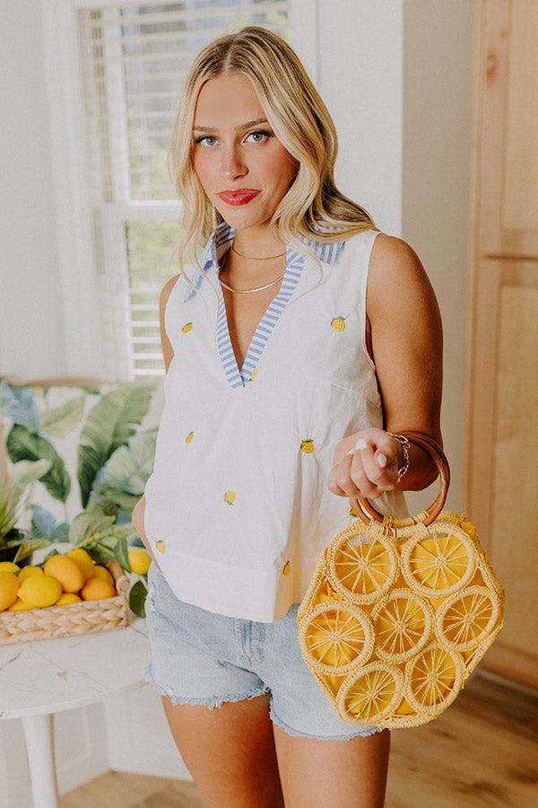 Impressions Lemon Drop Embroidered Top