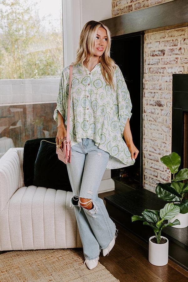 Impressions Let's Take A Trip Button Up In Lime