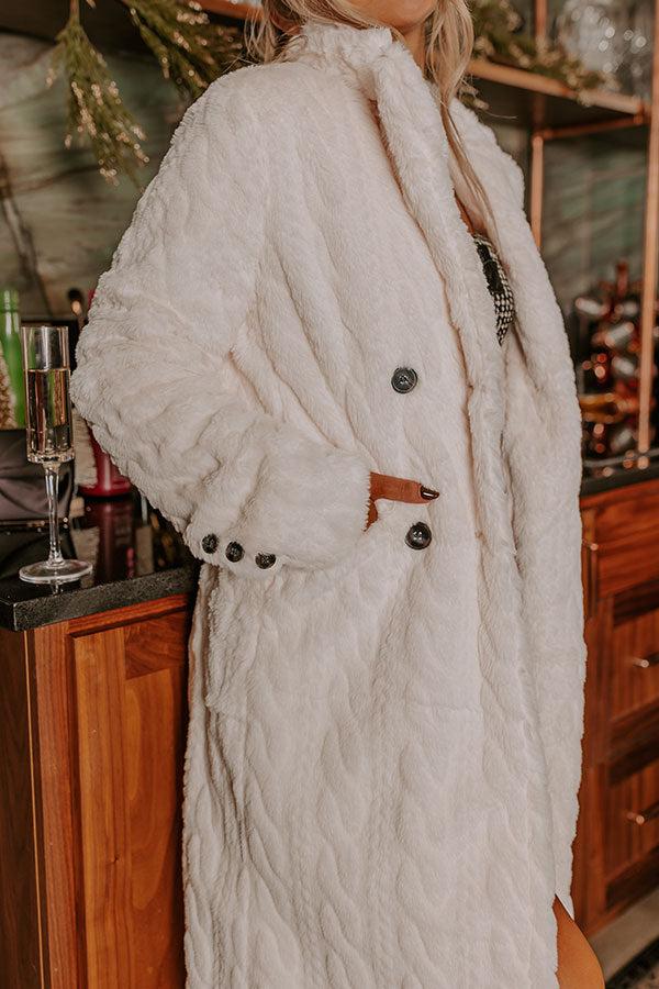 Impressions London Fog Plush Coat In Cream
