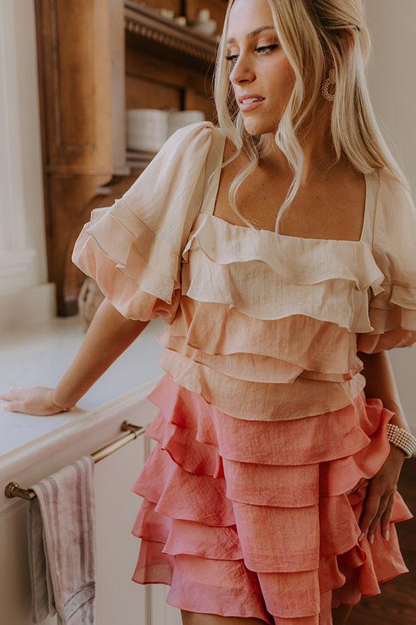 Impressions Love Song Tiered Mini Dress In Pink