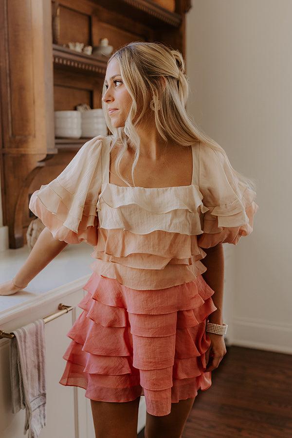 Impressions Love Song Tiered Mini Dress in Pink