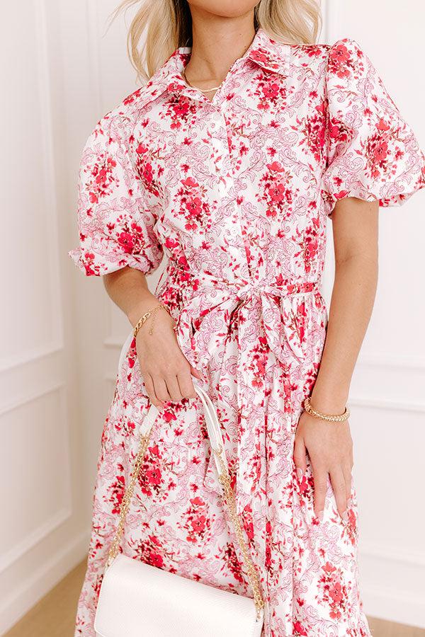 Impressions Love-Struck Floral Midi Dress In Blush