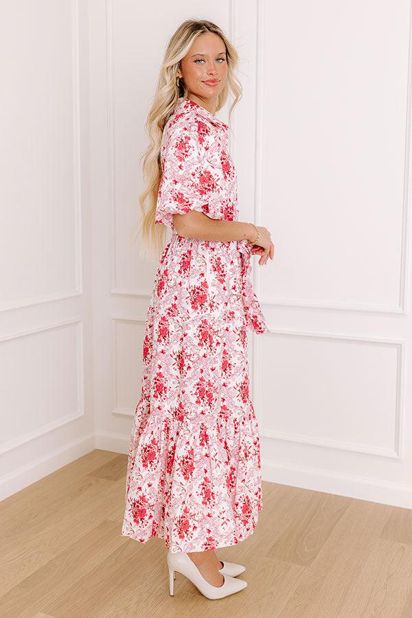 Impressions Love-Struck Floral Midi Dress In Blush