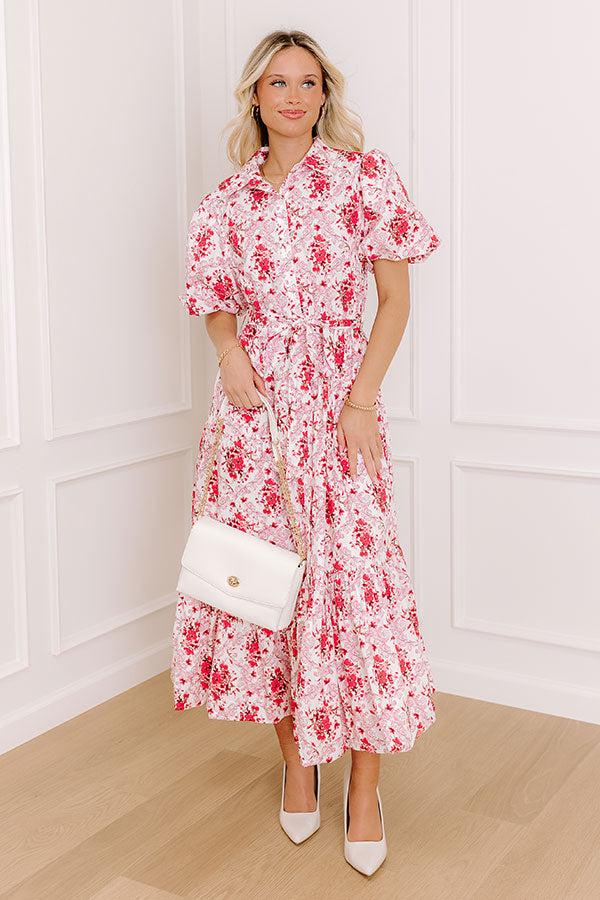 Impressions Love-Struck Floral Midi Dress in Blush