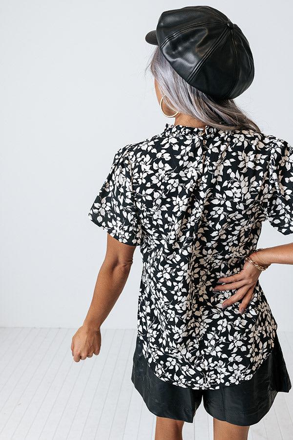 Impressions Love You Always Floral Top In Black