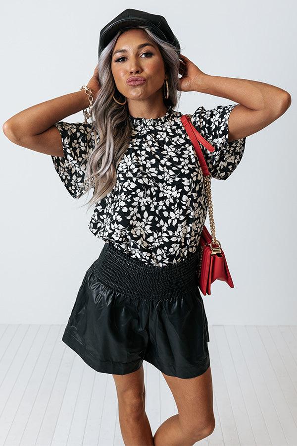 Impressions Love You Always Floral Top In Black
