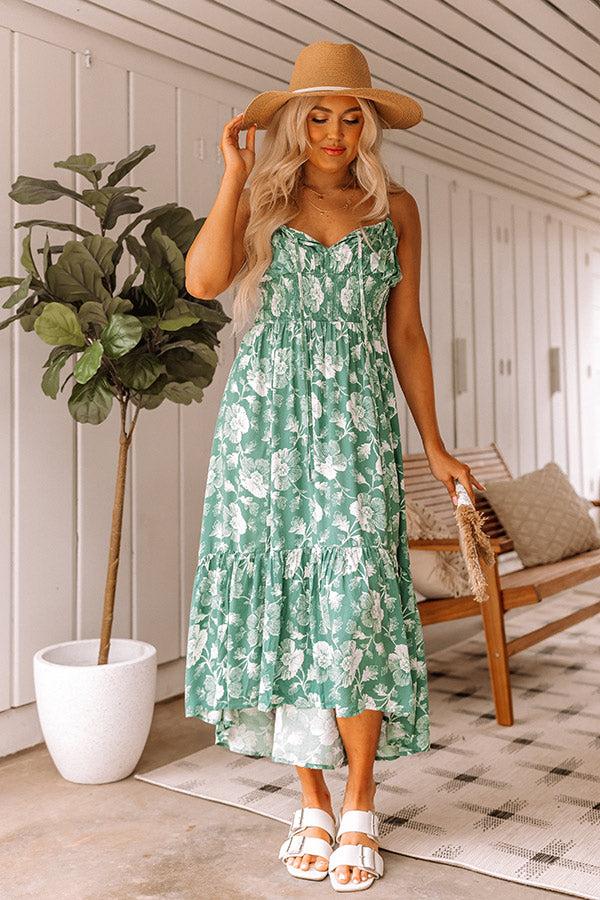 Impressions Lovely Lagoon Floral Midi In Green