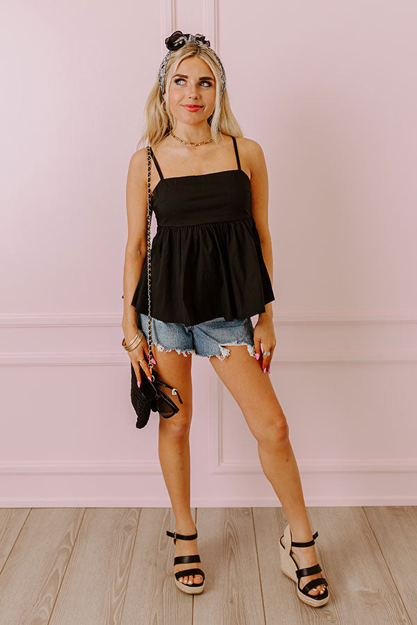 Impressions Lovely Story Babydoll Tank In Black