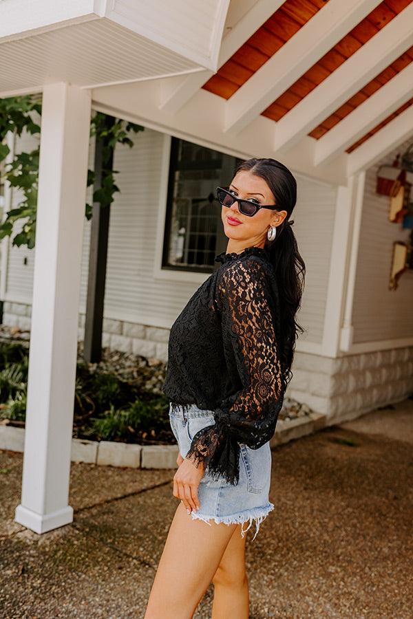 Impressions Lovestruck Babe Lace Top In Black
