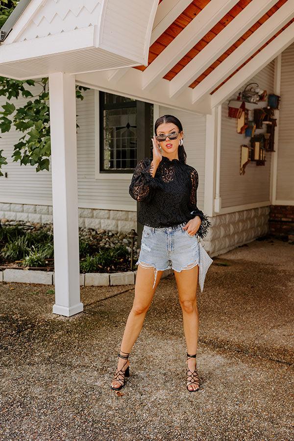 Impressions Lovestruck Babe Lace Top In Black