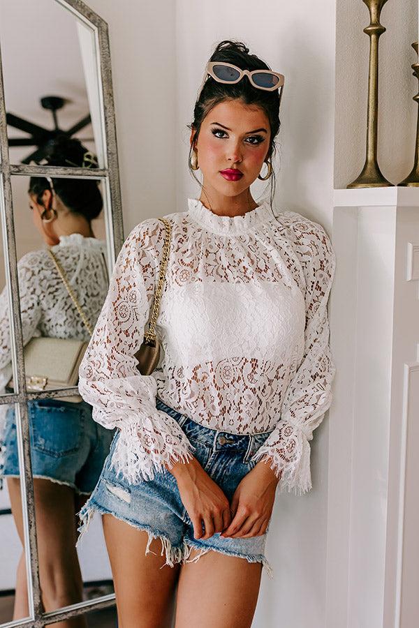 Impressions Lovestruck Babe Lace Top In Ivory