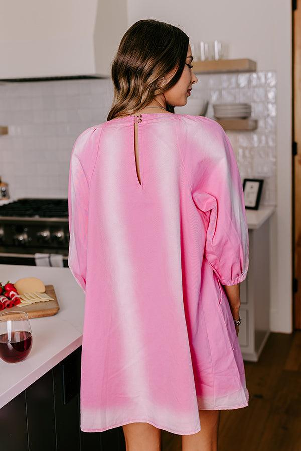 Impressions Loving Smiles Denim Mini Dress In Pink