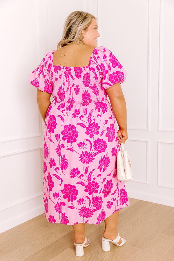 Impressions Lush Rows Floral Midi Dress Curves
