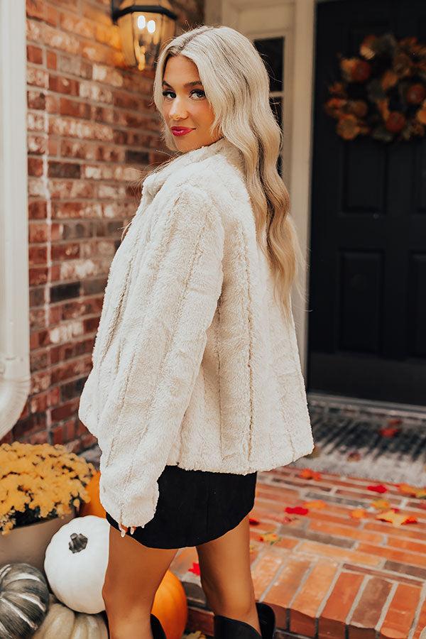 Impressions Luxe Feeling Plush Jacket In Cream