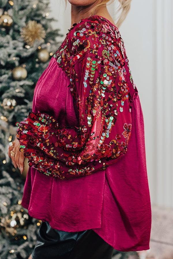 Impressions Luxe Lady Sequin Top In Orchid