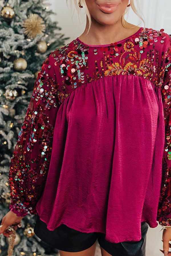 Impressions Luxe Lady Sequin Top In Orchid