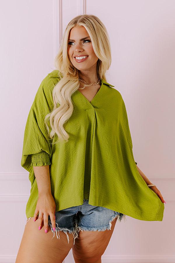 Impressions Luxe Lane Shift Top In Lime Curves