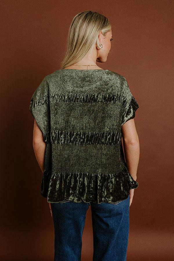 Impressions Luxurious Feels Velvet Top In Olive