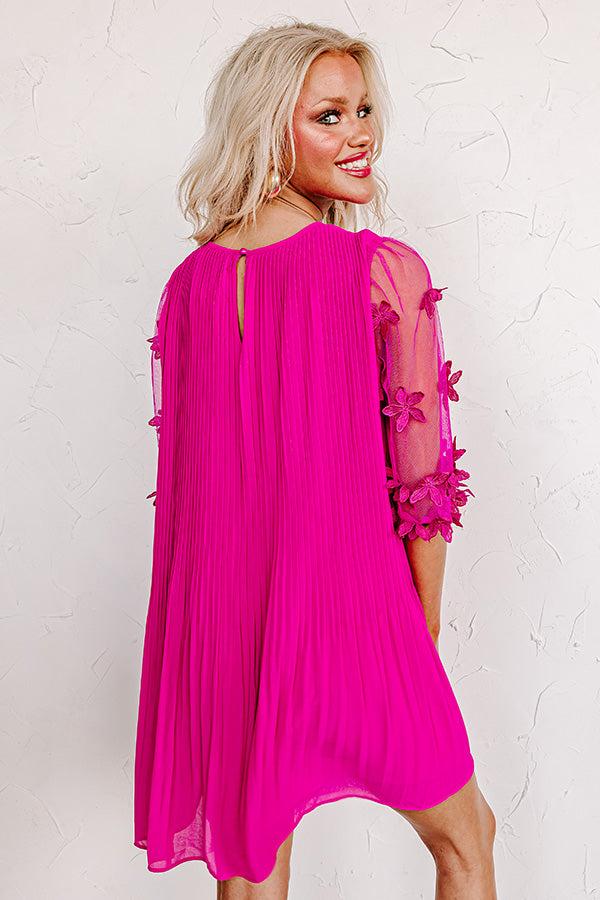 Impressions Magic Melody Pleated Dress In Fuchsia