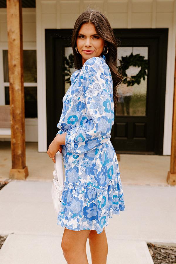 Impressions Malibu Pier Floral Dress In Blue