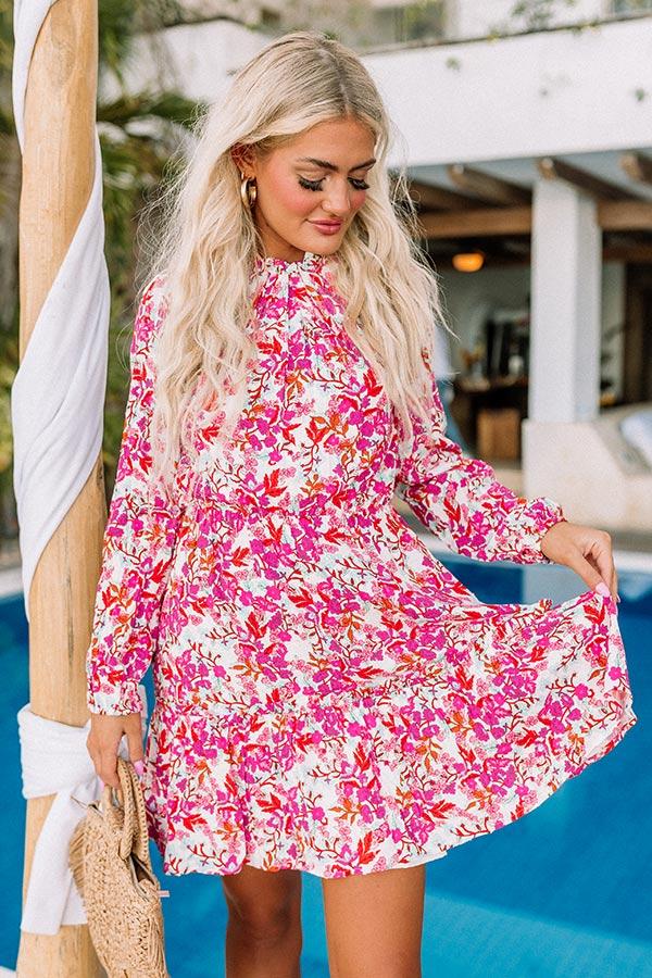 Impressions Malibu Pier Floral Dress in Pink