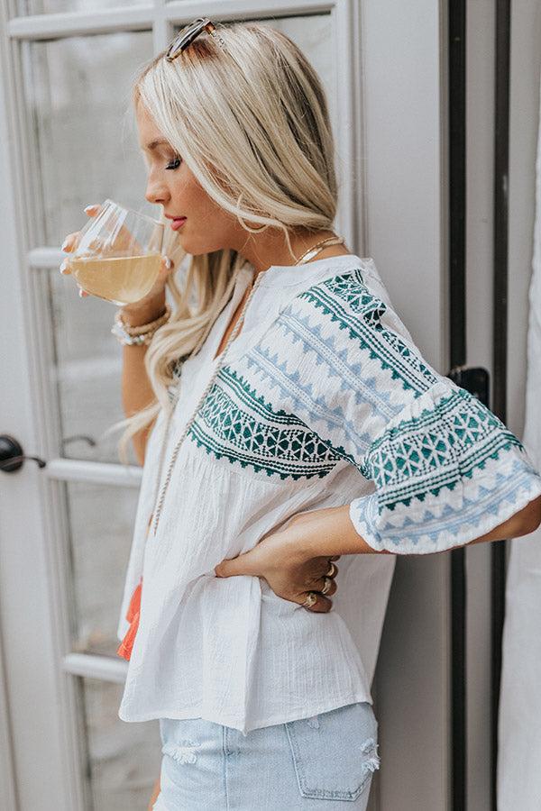 Impressions Maui Guide Embroidered Shift Top