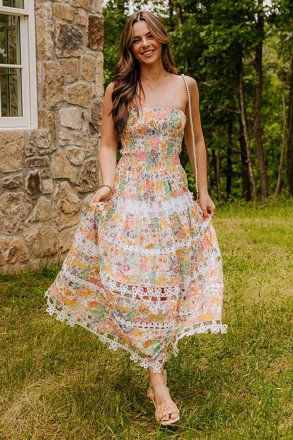Impressions Meadow Views Smocked Floral Midi Dress