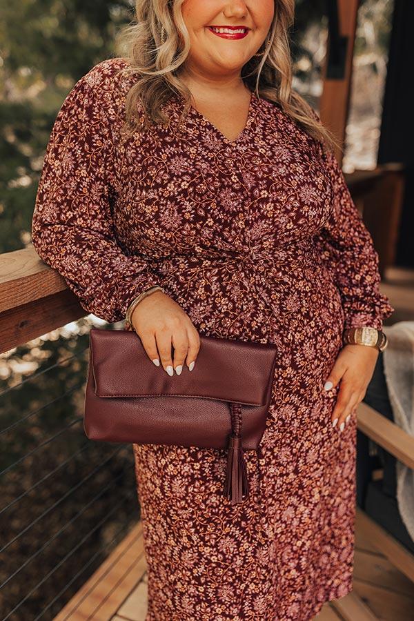 Impressions Merlot Sippin' Floral Midi Curves