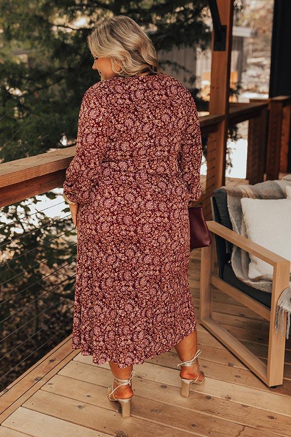 Impressions Merlot Sippin' Floral Midi Curves
