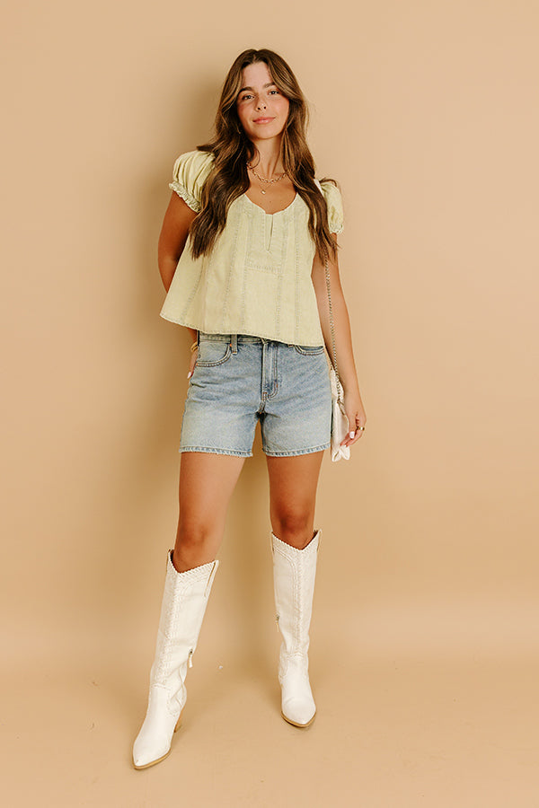 Impressions Metropolitan Muse Chambray Top In Sage