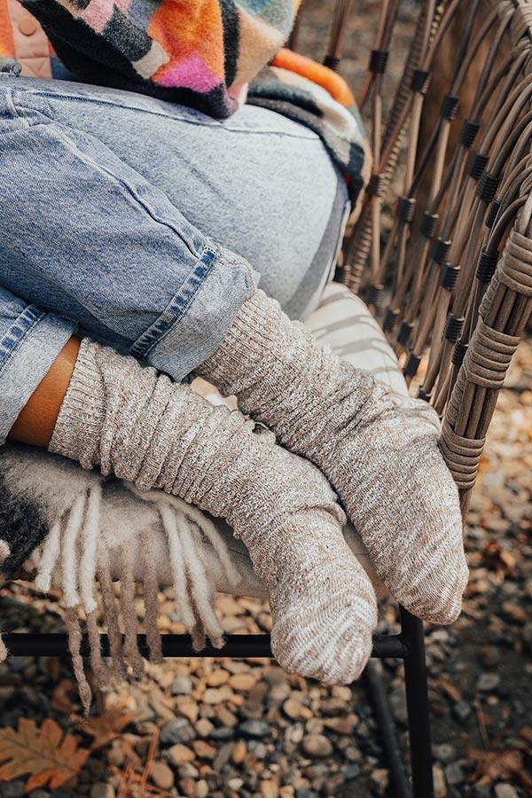 Impressions Miles To Go Knit Socks In Grey