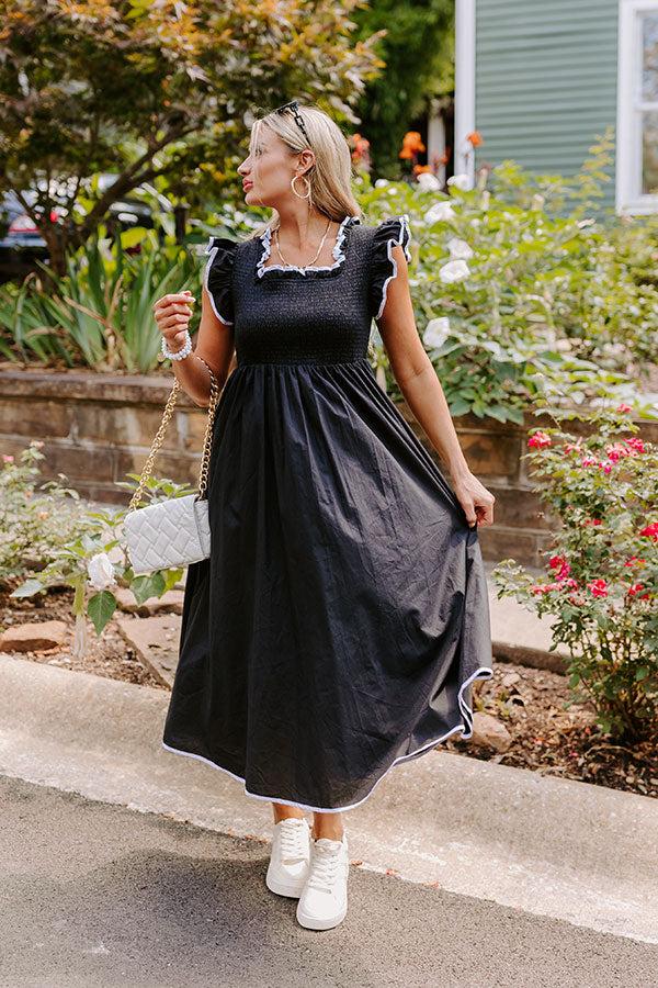 Impressions Mimosa Mingle Smocked Midi In Black