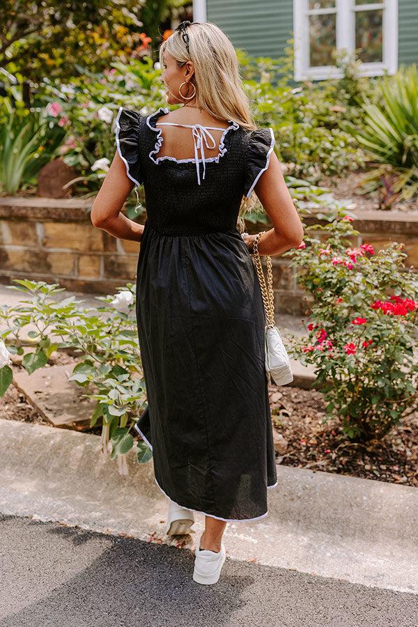 Impressions Mimosa Mingle Smocked Midi In Black