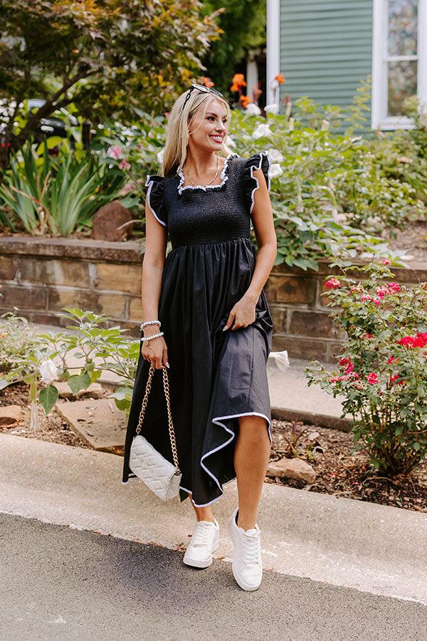 Impressions Mimosa Mingle Smocked Midi in Black