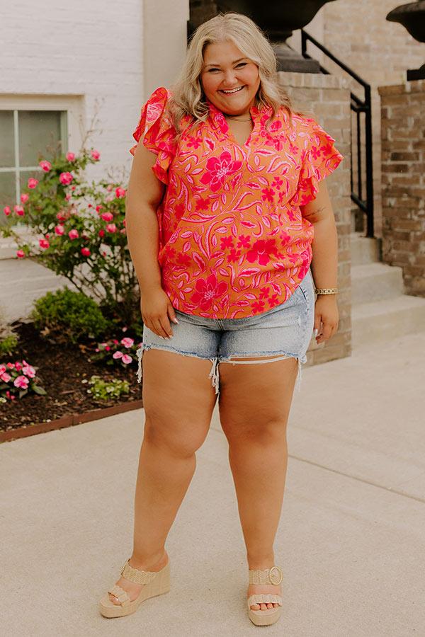 Impressions Mimosas Sippin' Floral Top Curves