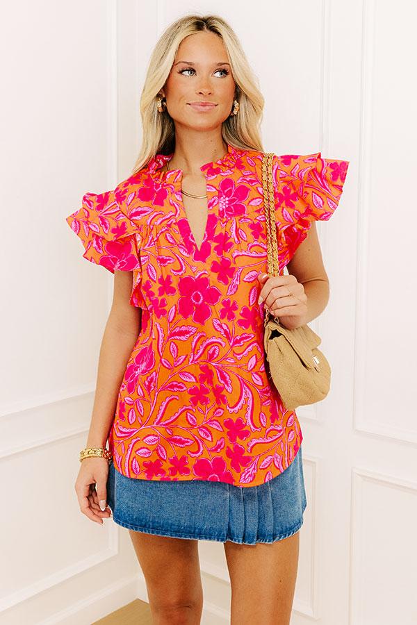 Impressions Mimosas Sippin' Floral Top