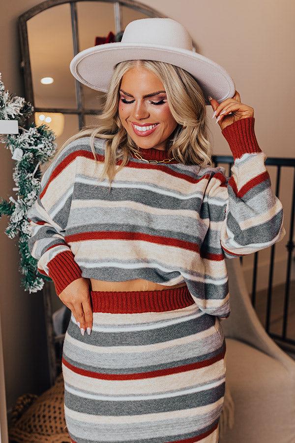 Impressions Mulled Wine Stripe Sweater Curves
