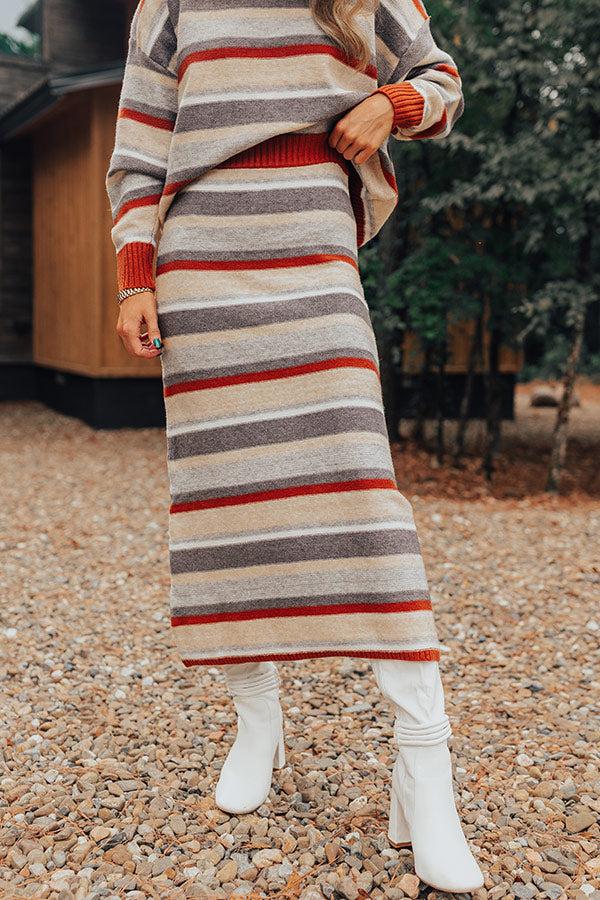 Impressions Mulled Wine Stripe Sweater Skirt