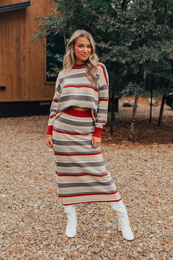 Impressions Mulled Wine Stripe Sweater Skirt