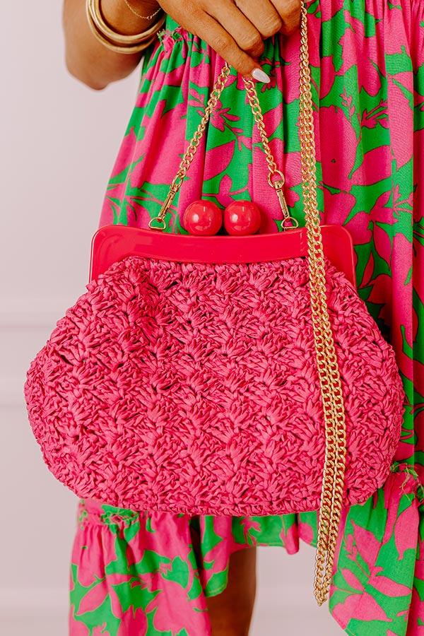 Impressions Naomi Woven Crossbody In Hot Pink