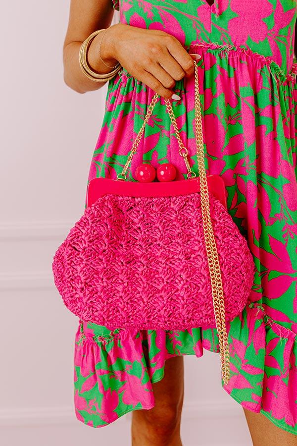 Impressions Naomi Woven Crossbody In Hot Pink