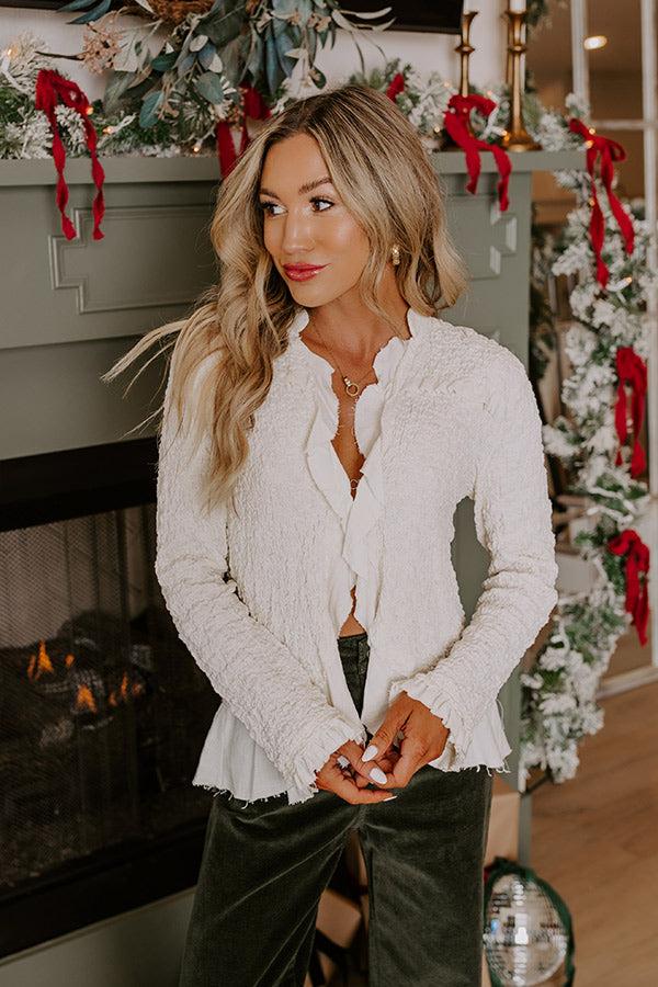 Impressions Naturally Radiant Ruffle Top In Cream