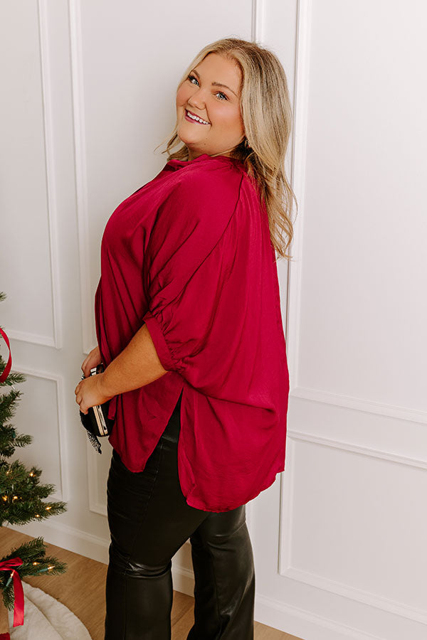 Impressions New To Town Shift Top In Wine Curves