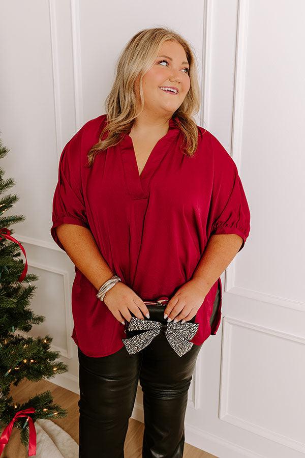 Impressions New To Town Shift Top In Wine Curves