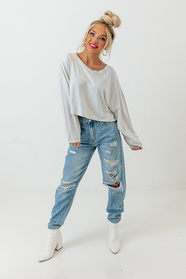 Impressions Newly Obsessed Crop Top In Light Grey