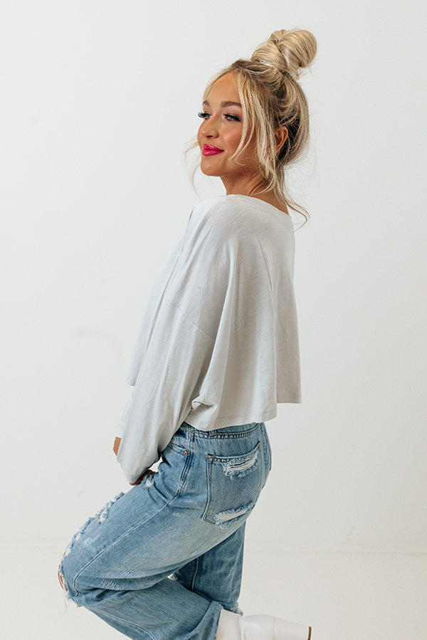 Impressions Newly Obsessed Crop Top In Light Grey