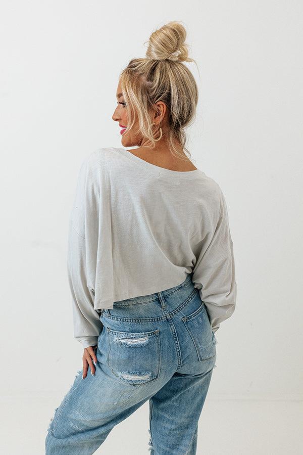 Impressions Newly Obsessed Crop Top In Light Grey