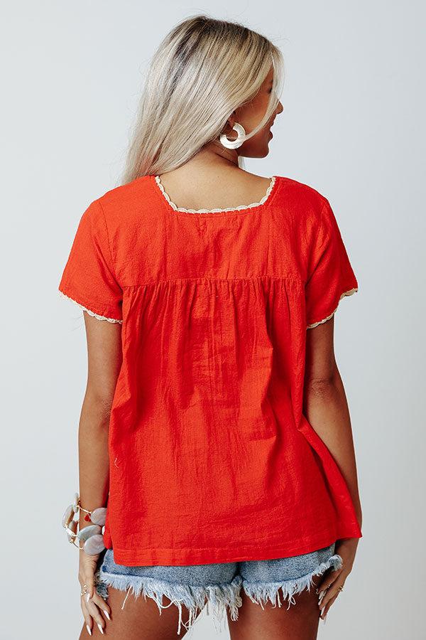 Impressions Non-Stop To Paradise Embroidered Top