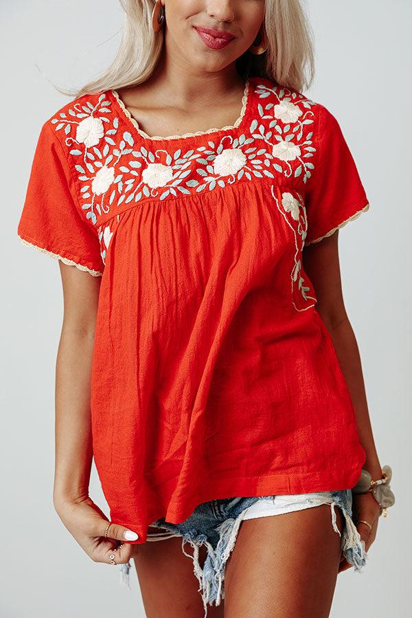 Impressions Non-Stop To Paradise Embroidered Top